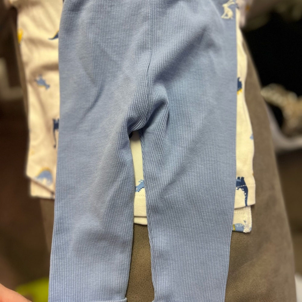 Blue Kids Ribbed Leggings